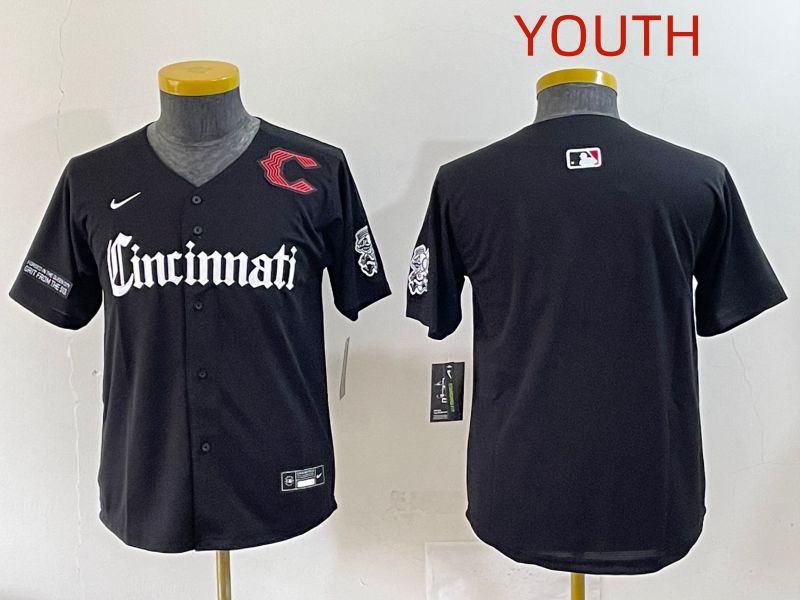 Youth 2025 Cincinnati Reds Blank Black Five generations Joint Name Nike MLB Jersey style 5